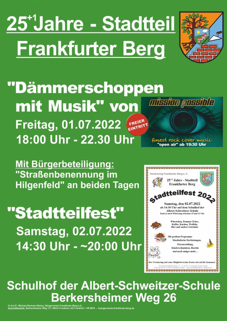 Plakat Jubiläum Frankfurter Berg